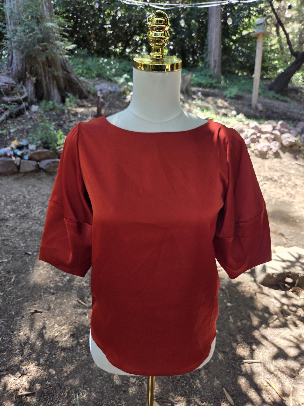 Banana Republic Women's Red / Blood Orange Short Sleeve Blouse Size XXS